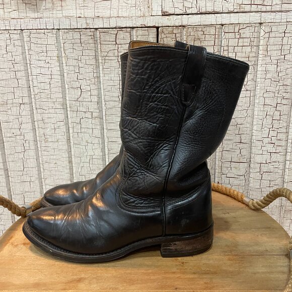 Vintage 60's Custom Cowboy Western Black Leather Boots 10 - Picture 2 of 5